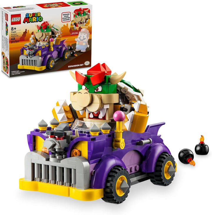 LEGO 71431 Bowser's Muscle Car Expansion Set includes a buildable Bowser figure, letting you add the King of the Koopas to your LEGO Super Mario™ collection. Bold details like spikes, oversized exhaust pipes, and fiery colors capture Bowser’s power and personality. Great for kids, gamers, and collectors who love Super Mario™ and LEGO crossovers.
