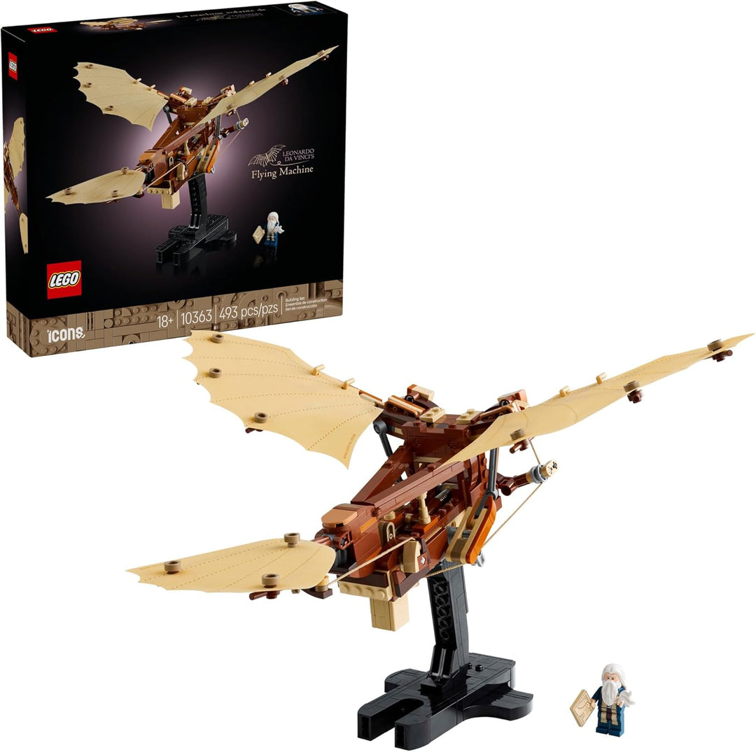 LEGO 10363 Leonardo da Vinci’s Flying Machine set pays tribute to Leonardo da Vinci, one of history’s greatest inventors, bringing his visionary flying machine to life with stunning detail and historical accuracy. Inspired by da Vinci’s original sketches, this model captures the elegance and ingenuity of his flying machine concept, making it a perfect piece for history enthusiasts and LEGO collectors alike.