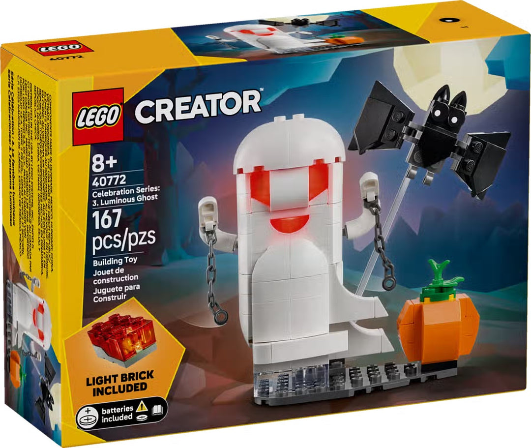 The LEGO 40772 Celebration Series: Luminous Ghost brings together creativity, nostalgia, and a touch of spooky fun. Makes a great present for LEGO enthusiasts, Halloween lovers, and glow-in-the-dark fans alike. A simple yet satisfying build experience that’s enjoyable for LEGO fans of all ages, especially those who love Halloween or classic LEGO nostalgia.