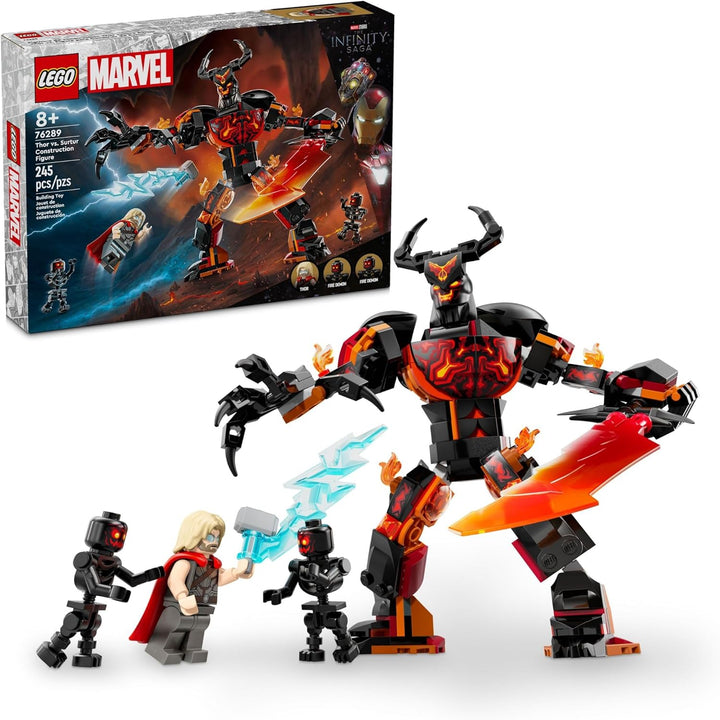 The LEGO 76289 Thor vs. Surtur Construction Figure is a must-have for those who want to relive epic Marvel action and showcase an iconic battle in LEGO form. Brings the legendary Thor: Ragnarok showdown between Thor and Surtur to life. With a fun build and display-ready finish, it’s perfect for Marvel fans of all ages.