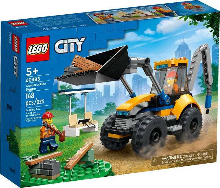 he LEGO 60385 Construction Digger offers an authentic construction vehicle experience, perfect for kids who are fascinated by big machines and building projects. The rotating cab and articulated arm provide dynamic play options, allowing kids to simulate real construction work and develop fine motor skills.