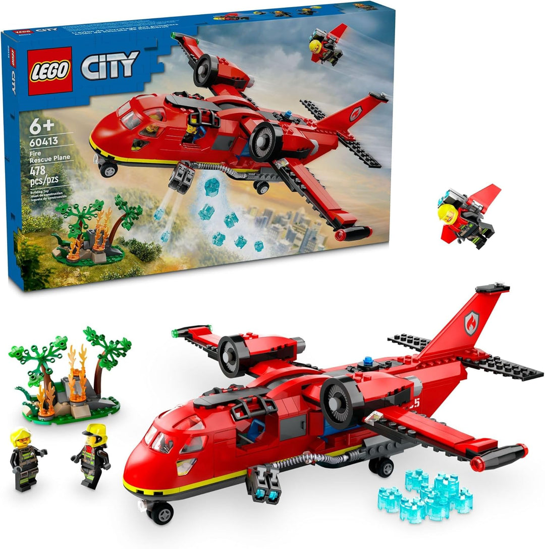 LEGO® 60413 Fire Rescue Plane, this set combines the thrill of aviation with the heroism of firefighting, offering children a platform to build, play, and imagine. Whether it's dousing flames from above or coordinating ground rescues, the Fire Rescue Plane provides endless opportunities for creative storytelling and role-play. Comes with three firefighter minifigures—a pilot, an extinguisher operator, and a jetpack firefighter—each equipped to handle emergency scenarios on the ground and in the air.