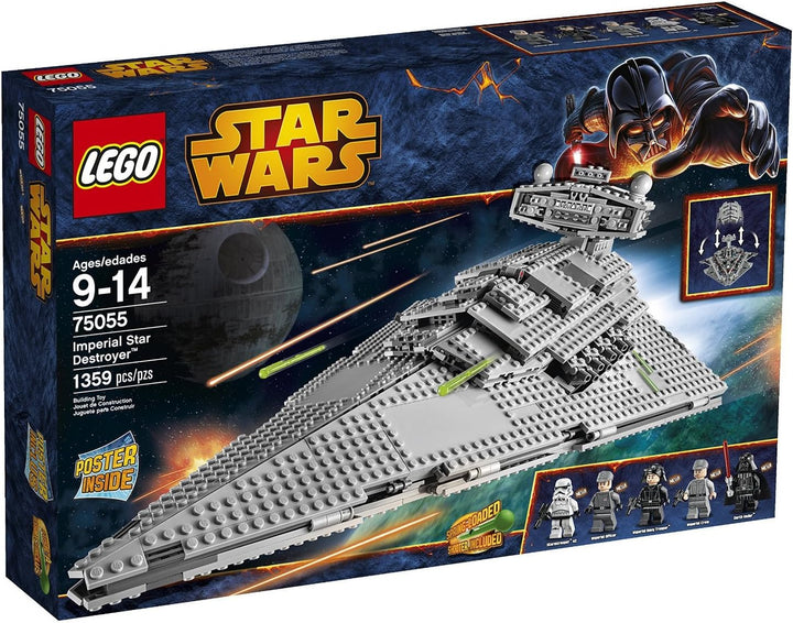 LEGO 75055 Star Wars™ Imperial Star Destroyer captures the imposing design of one of the Galactic Empire’s most feared vessels, making it a must-have for Star Wars™ fans and collectors. The included minifigures of Darth Vader™, Admiral Piett™, and a Stormtrooper™ provide endless possibilities for imaginative play and storytelling.  The adjustable wings, rotating turret, and detailed interior enhance the realism and playability of the model, offering an engaging building experience