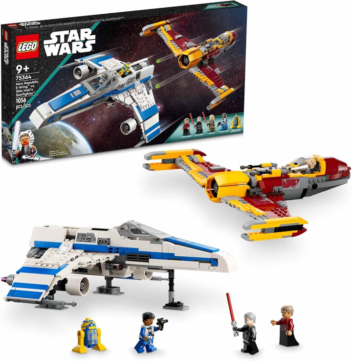 LEGO 75364 New Republic E-Wing™ vs. Shin Hati’s Starfighter™ Includes key characters from Star Wars: Ahsoka, making it a collector’s dream for fans of the series. With two fully equipped starfighters, this set offers twice the battle fun in one epic package.  Packed with play-friendly features like spring-loaded shooters, opening cockpits, and sleek starfighter designs.