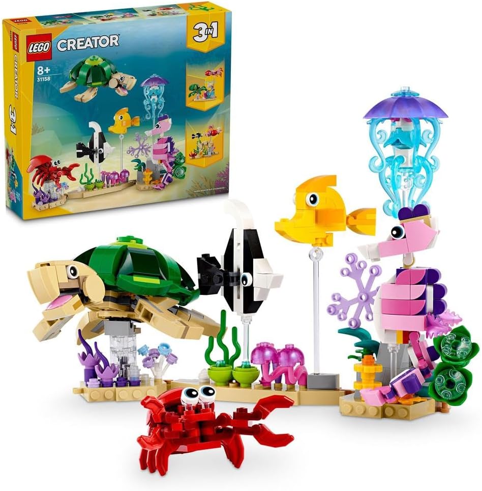 LEGO 31158 Sea Animals is great for children interested in marine life, biology, and environmental themes—perfect for learning through play. Kids get three exciting building options with one purchase—creating more value and encouraging imaginative rebuilding. Each sea animal features movable parts, making them great for roleplay, stop-motion videos, or creative storytelling. Bright colors and charming designs make these creatures fun to build and display.
