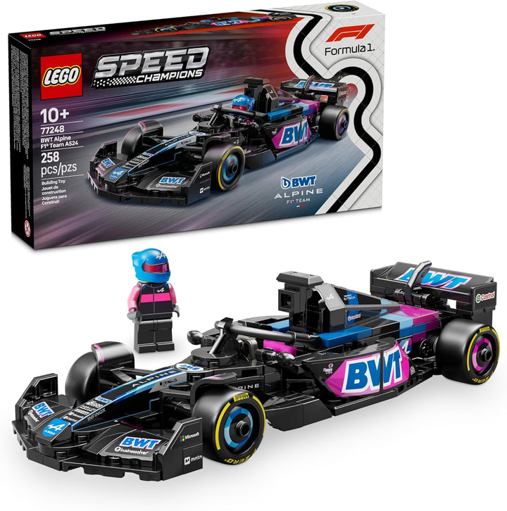 The LEGO 77248 Speed Champions BWT Alpine F1® Team A524 Race Car set is a fantastic choice for both motorsport enthusiasts and LEGO fans. This 258-piece LEGO set expertly recreates the Alpine F1® Team's A524 race car, featuring the sleek, aerodynamic design of the real-world 2024 Formula 1 contender. With features like the rear wing, wishbone suspension, sponsor decals, and wider Pirelli tires, it’s a truly authentic model.