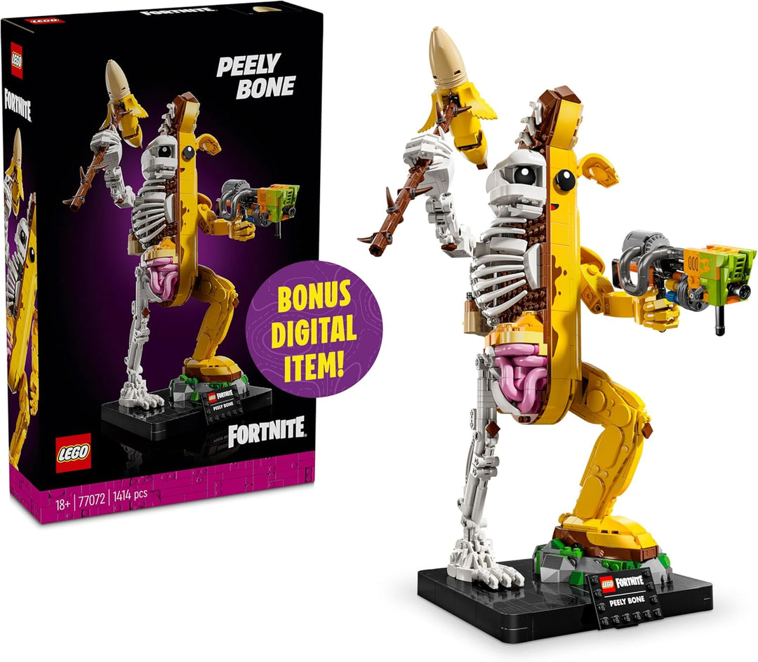 he LEGO 77072 Peely Bone is the ultimate combination of gaming fun and LEGO creativity, offering a build that’s as funny as it is fearsome! A must-have for both LEGO and Fortnite® fans, offering a unique collectible that bridges gaming and creative building. Stands out as a fun conversation piece on your desk, shelf, or gaming setup.