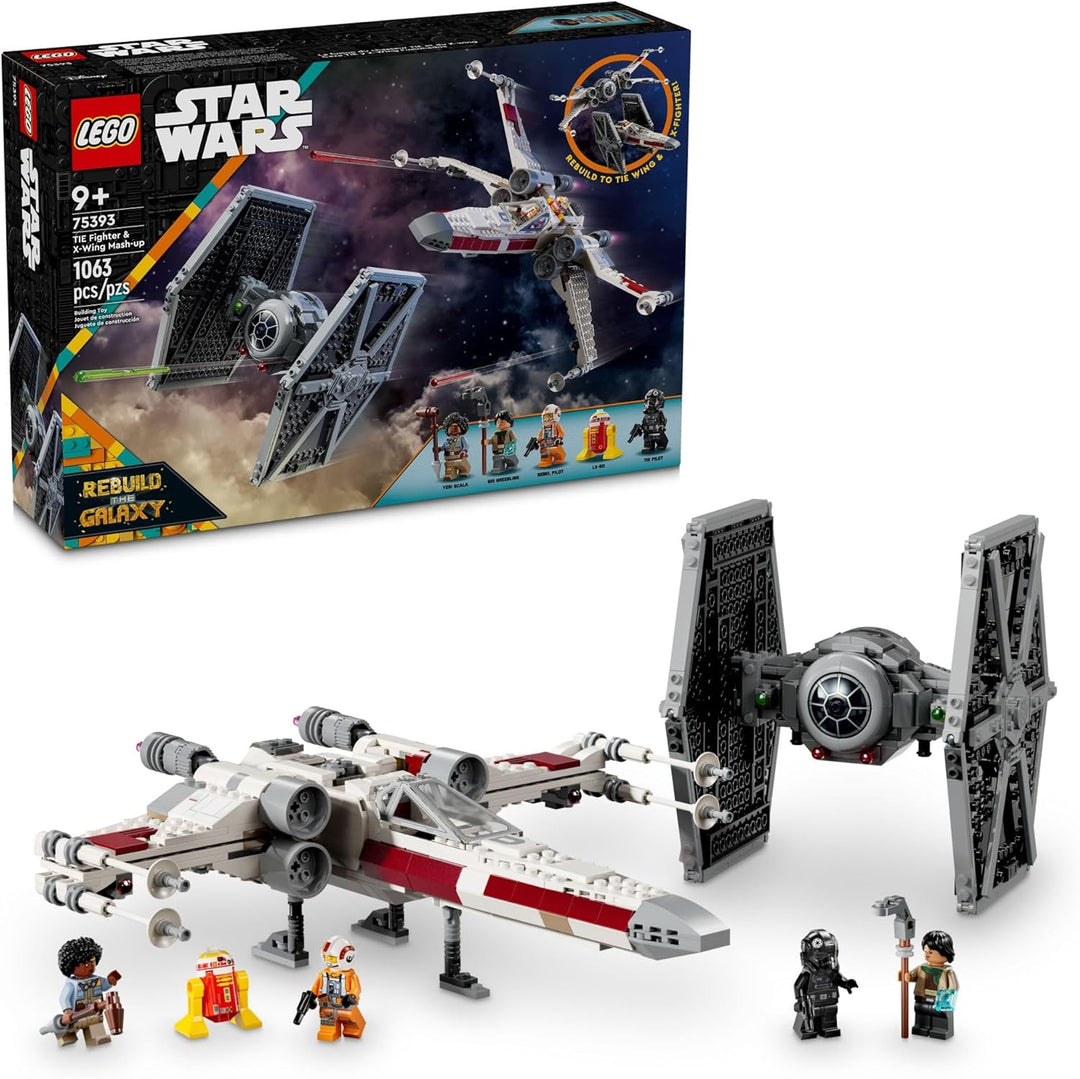 LEGO 75393 TIE Fighter & X-Wing Mash-up combined in one imaginative LEGO set. It's a mash-up that bridges both the Galactic Empire and the Rebel Alliance for endless storytelling potential. This 2-in-1 set offers more than just a build. It sparks creativity as you construct, deconstruct, and reassemble your own hybrid starship. Perfect for builders who like to mix, match, and invent.