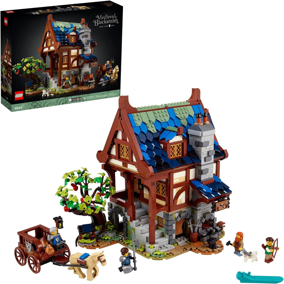 Craft your own legends with the LEGO 21325 Medieval Blacksmith. With 2,164 pieces, it's a must-have addition to your LEGO collection. Enter the world of knights and craftsmen, relive medieval tales, and let the enchanting workshop become a cherished centerpiece in your LEGO adventures!