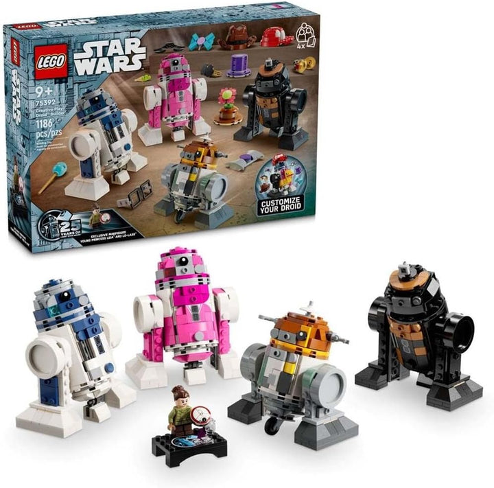 LEGO® 75392 Creative Play Droid™ Builder offers an open-ended experience where kids can build droids their way—perfect for creativity and experimentation. Draws inspiration from beloved Star Wars™ droids while allowing unique creations that reflect your imagination. Whether you're staging missions or showcasing your custom squad, the finished models look great on any shelf. Makes an exciting birthday or holiday gift for children who love robotics, Star Wars™, or LEGO® building.
