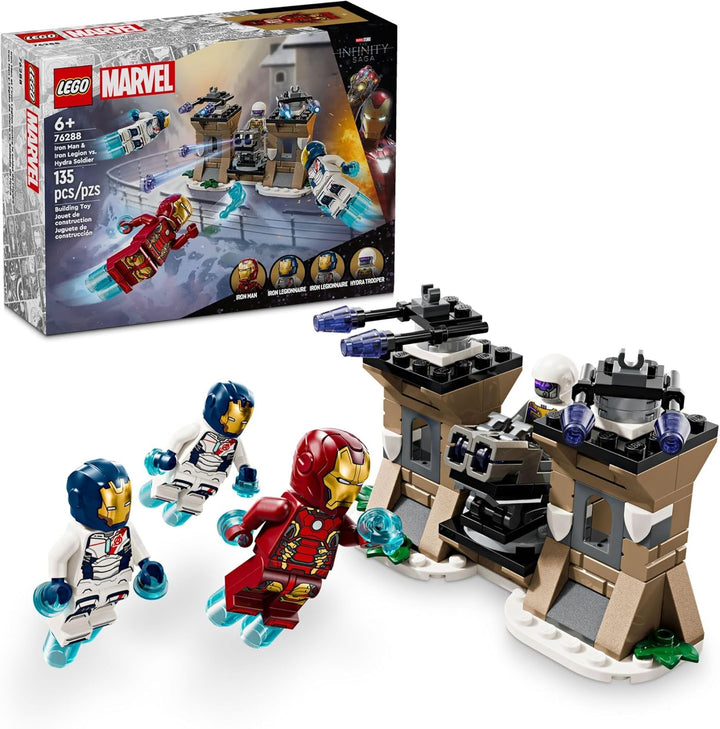 LEGO 76288 Iron Man & Iron Legion vs. Hydra Soldier includes Iron Man with two Iron Legion suits plus a Hydra Soldier, making it a standout for collectors and Marvel fans. While larger LEGO sets can be overwhelming, this one offers quick building fun with plenty of play features, making it great for both play and display. The hero vs. villain showdown format makes it more engaging than generic builds, giving kids an instant storyline.