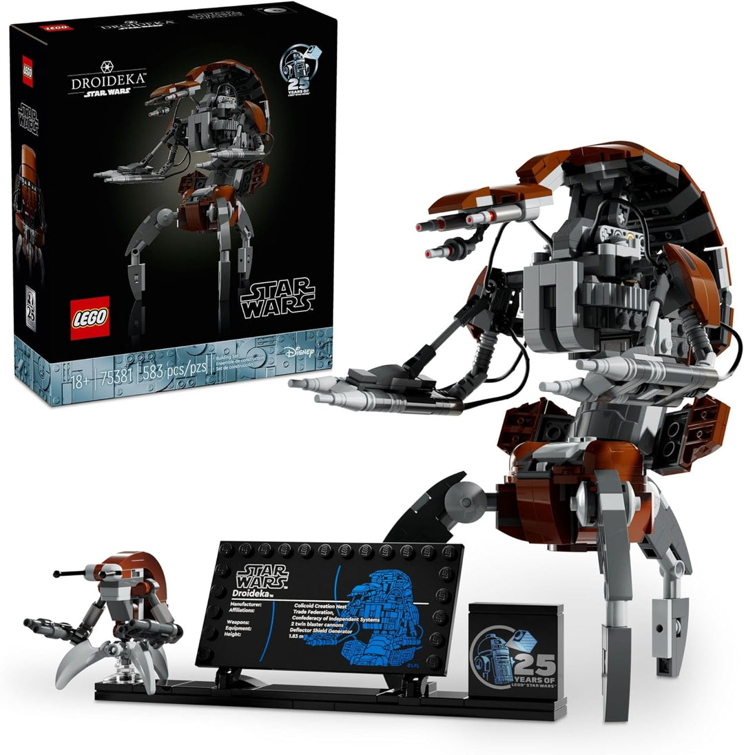 he LEGO 75381 Droideka™ captures the fearsome design of the Destroyer Droid, making it a perfect addition for fans and collectors of the Star Wars™ universe. The included display stand ensures your Droideka can be showcased in style, while its compatibility with other LEGO Star Wars™ sets offers endless play possibilities.