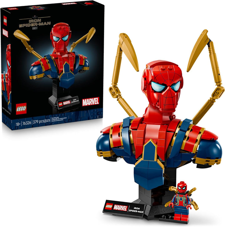 The LEGO 76326 Iron Spider-Man Bust is the ultimate collectible for Marvel fans who want a bold, eye-catching display model. Captures the advanced Iron Spider suit in a striking red-and-gold build that instantly stands out. Designed for display, ideal for shelves, desks, or Marvel-themed decor. Thoughtful construction techniques make the build engaging and rewarding.
