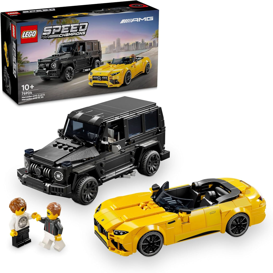 Lego 76924 Mercedes-AMG G 63 & Mercedes-AMG SL 63, showcase these detailed models on their buildable stand, making them a striking addition to any collection or display shelf. Ideal for car enthusiasts, Lego fans, and collectors, this set makes a perfect gift for birthdays, holidays, or any special occasion. Build and own replicas of two of Mercedes-AMG's most iconic cars, celebrated for their performance, luxury, and design.