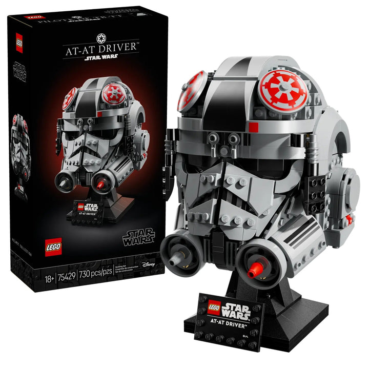 LEGO 75429 AT-AT Driver™ Helmet might not be the most talked-about Imperial, but this helmet brings fresh attention to one of the Empire’s most elite troops. It’s perfect for collectors who want to go beyond the usual Darth Vader and Stormtrooper sets. From the red-tubed breathers to the black-and-white contrast and printed insignia, this helmet stands out visually among other LEGO Star Wars display pieces.
