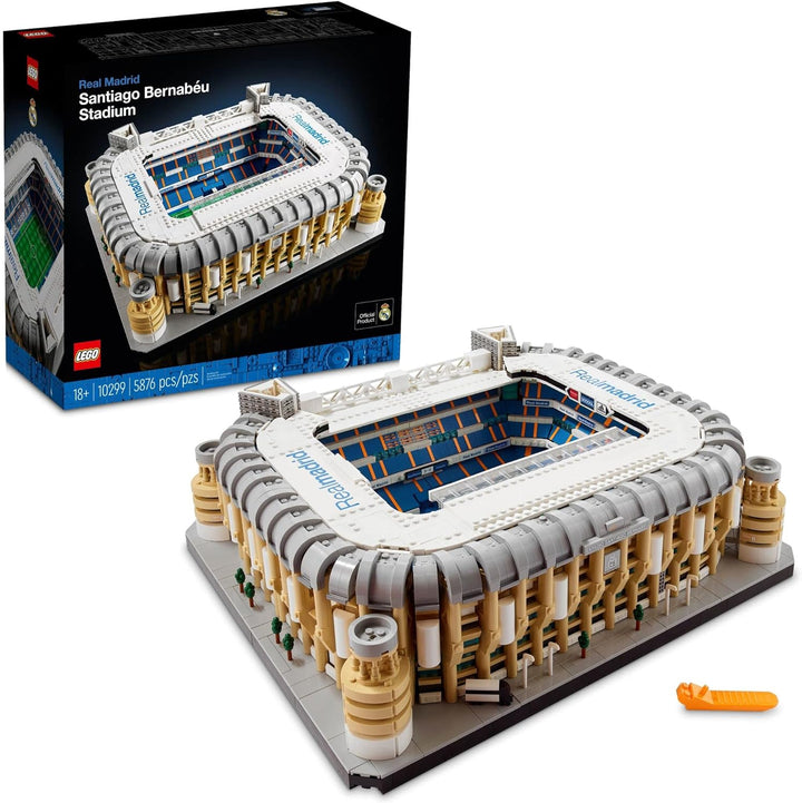 he LEGO 10299 Santiago Bernabéu Stadium set lets you pay homage to Real Madrid CF, one of the most successful football clubs in history. It's a perfect tribute to their legendary home ground, offering a detailed and accurate model of the iconic stadium. The set includes removable sections that allow you to explore the interior of the stadium, revealing detailed stands, player tunnels, and the pitch. This adds interactive value, giving you more ways to admire the intricacy of the design.