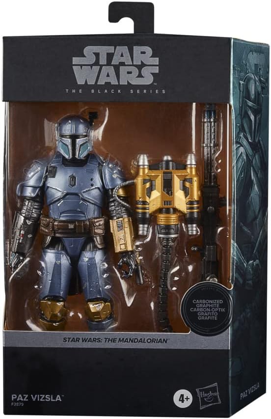 Star Wars™ The Black Series Carbonized Paz Vizsla plays a key role in Mandalorian lore and brings serious firepower to your shelf. The carbonized finish makes this version stand out among standard Black Series figures. High-quality sculpt and durable materials built to last through display or action scenes.